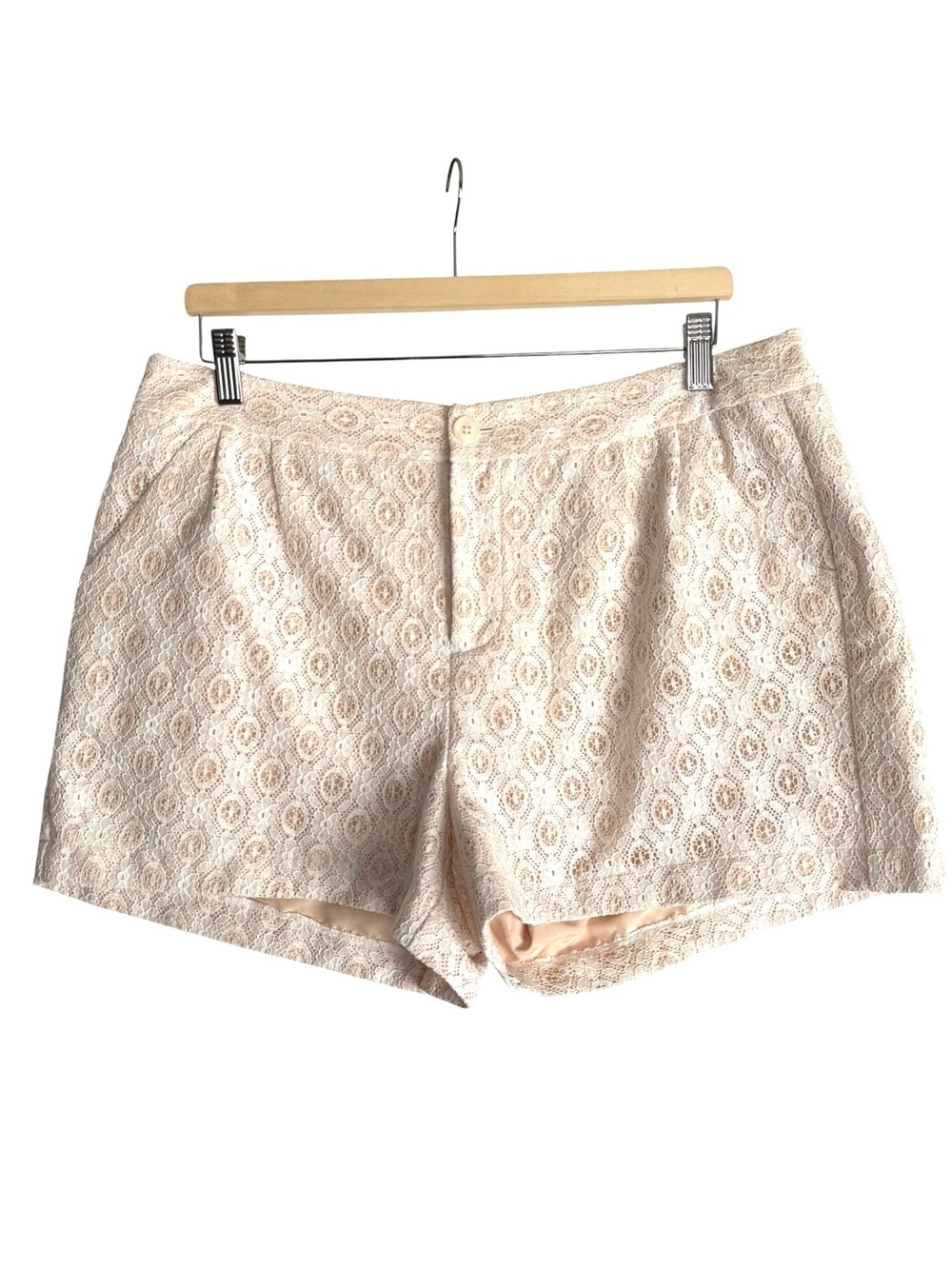 Lauren Conrad White Beige Lace Overlay Cotton Shorts With Pockets Size 14